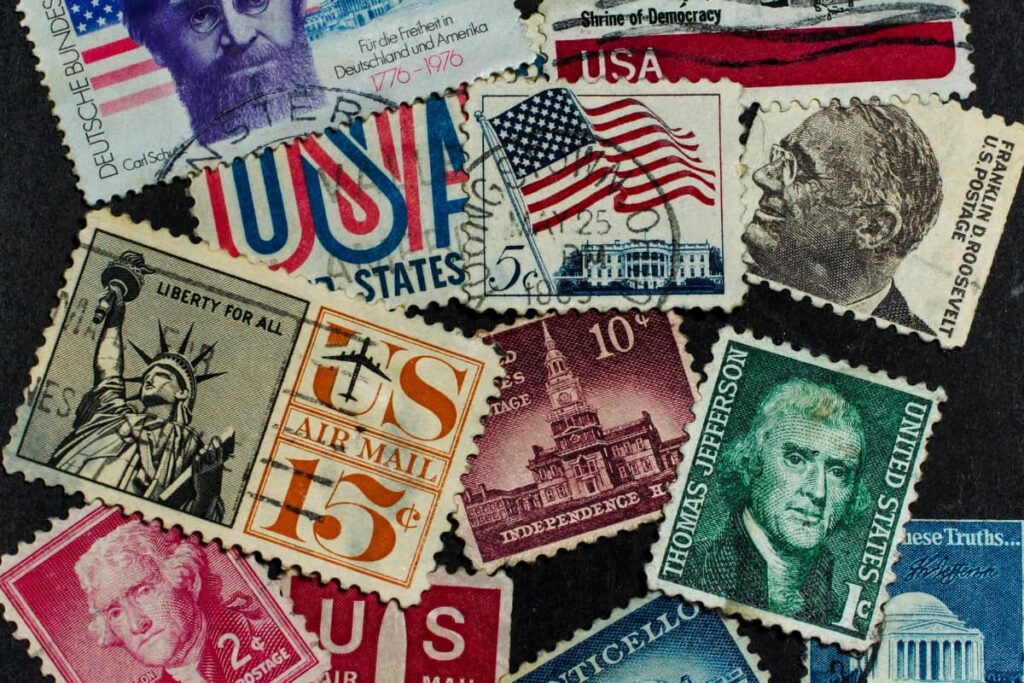 Here 12 Different types of US postage stamps available at Walmart.