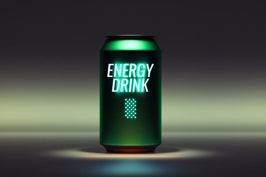 Starbucks Doubleshot Energy drink has Caffeine. This Doubleshot energy drink serves in a tin, which is green in color and mentioned energy drink on the tin.
