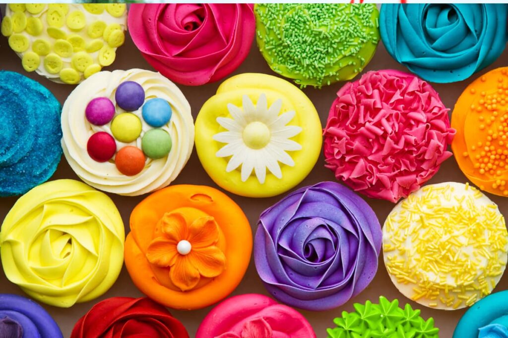 Cupcakes From Walmart Store contains different types and flavors like purple, orange, yellow, pink, blue, green, red and violet.