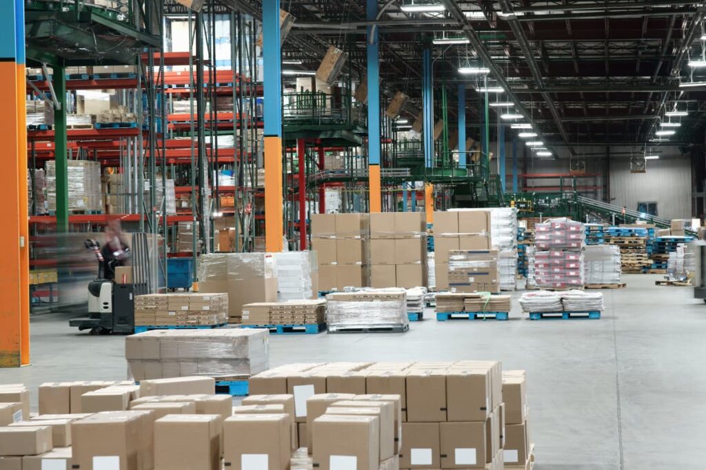Lowe's Distribution Centers have bulk products arranged in an order.