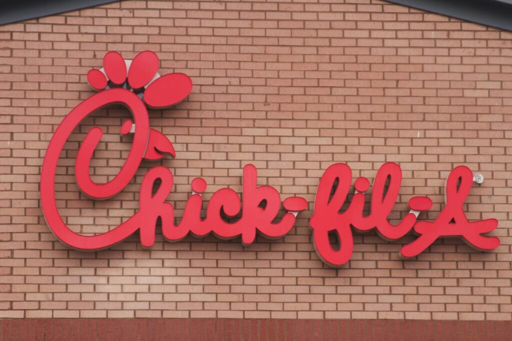 Chick Fil A Headquarters are located in Georgia. In a Red Slate roofing it mentions Chick Fil A letters in a red bold color.