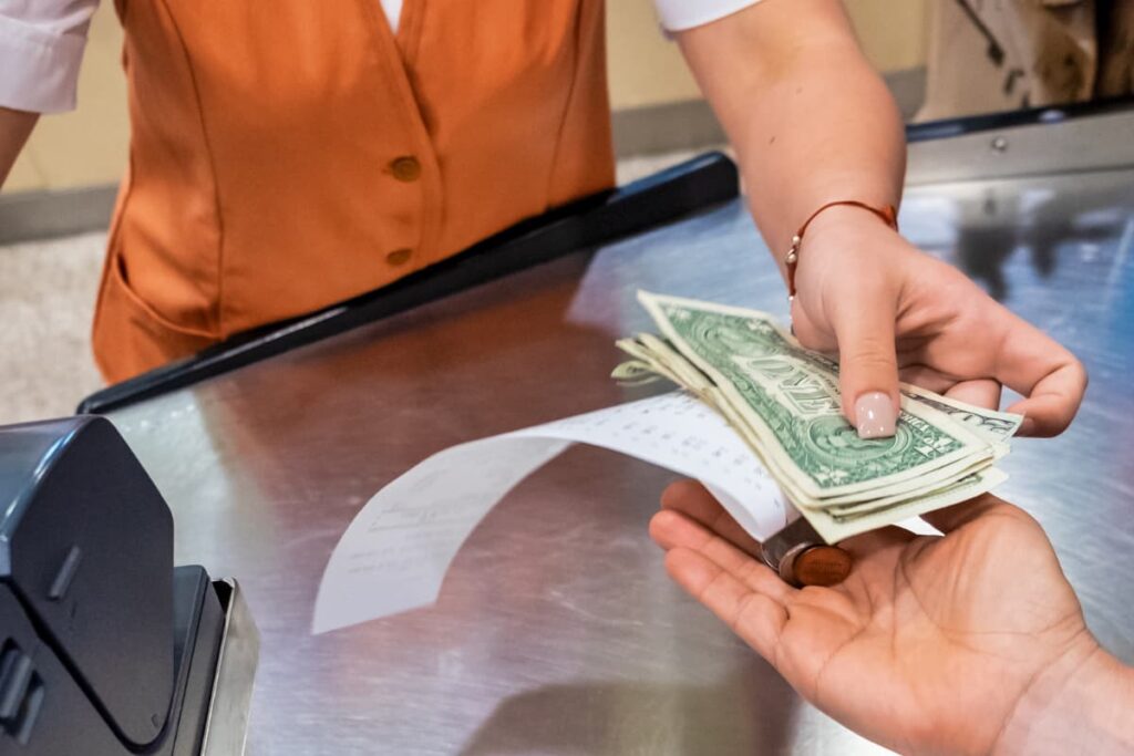 Cash Checks at Safeway contains some dollars along with cash check form at the store.