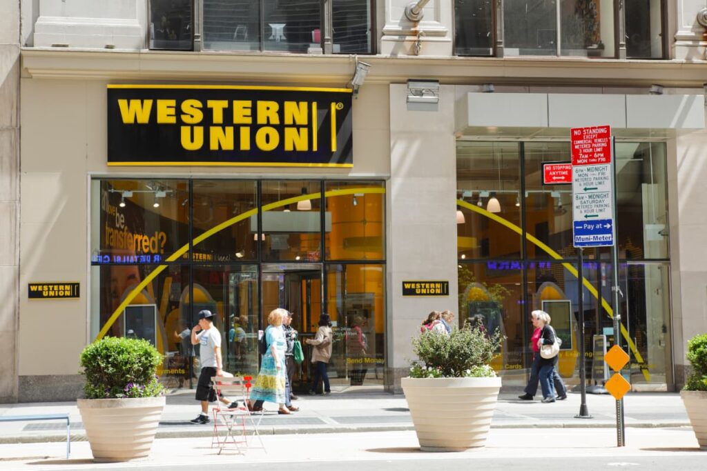 Western Union At Safeway store number of peoples surrounded near the store.